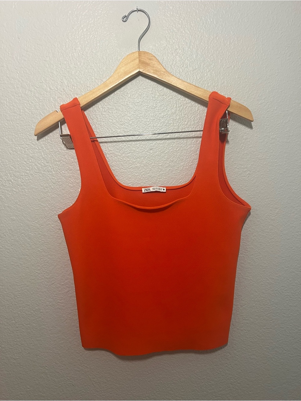 Zara Orange Square Neck Seamless Crop Top Size Medium